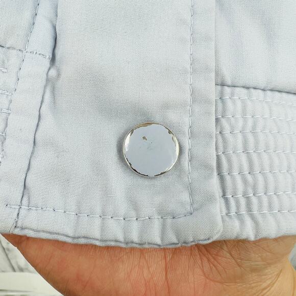 VINTAGE MEDIUM 70s Powder Blue Mock Neck Zip Up Windbreaker Jacket FLEET STREET - Picture 6 of 11